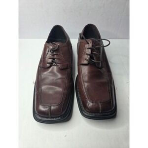 Axcess Claiborne Mens Bleeker Brown Leather Square Toe Oxford Dress Shoes 10.5 M